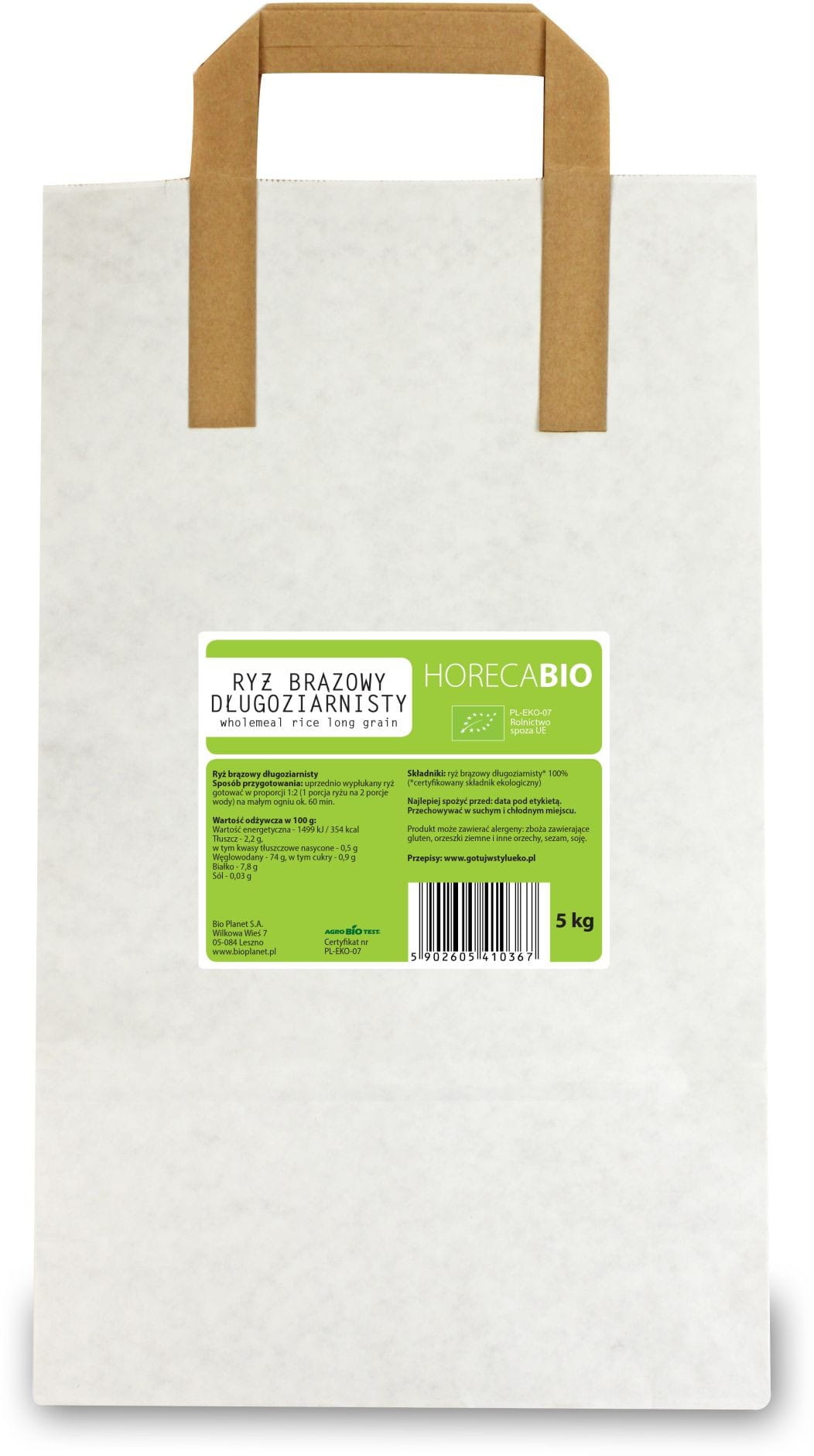Riz complet BIO à grains longs 5 kg - HORECA