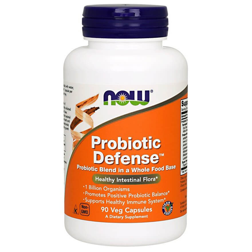 Défense probiotique 1 milliard de cultures de bactéries vivantes 515 mg 90 gélules NOW FOODS