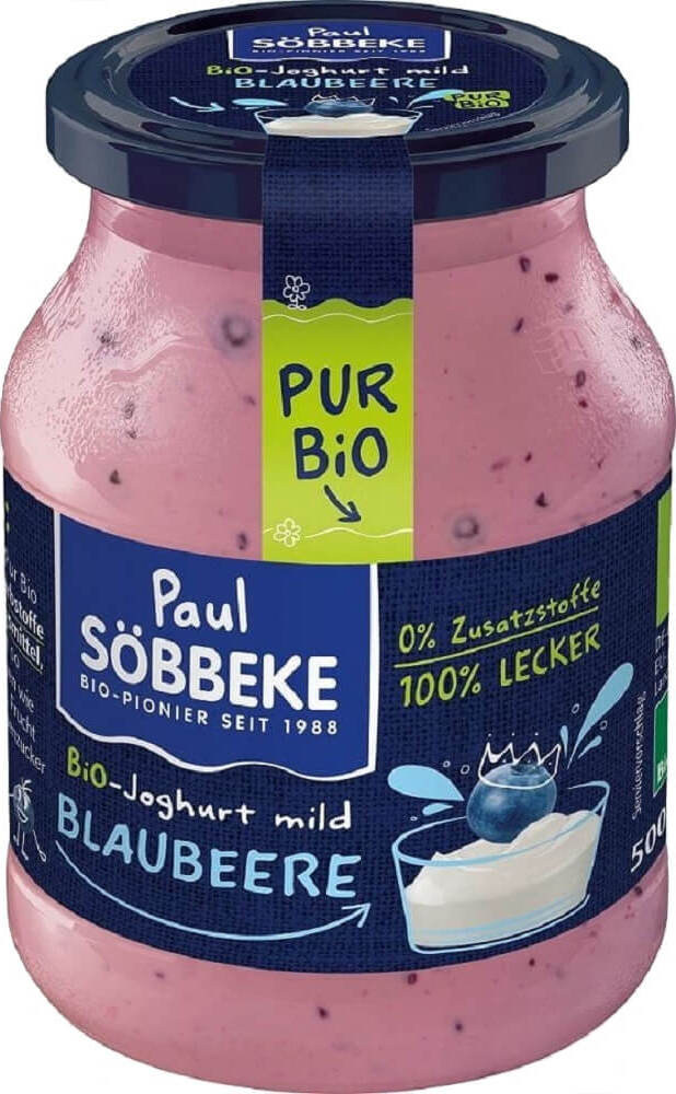 Yogourt à la crème de myrtille (38% de matières grasses du lait) BIO 500 g (pot) - SOBBEKE