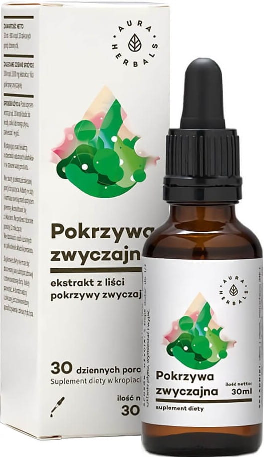 Extrait de feuille d'ortie 1000mg gouttes 30ml AURA HERBALS