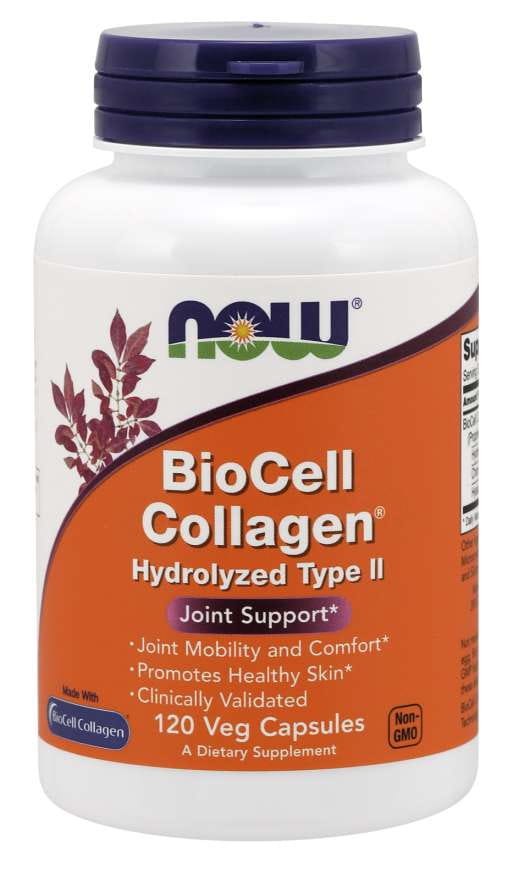 Biocell collagène collagène hydrolysé de type II et chondroïtine et acide hyaluronique 120 gélules NOW FOODS