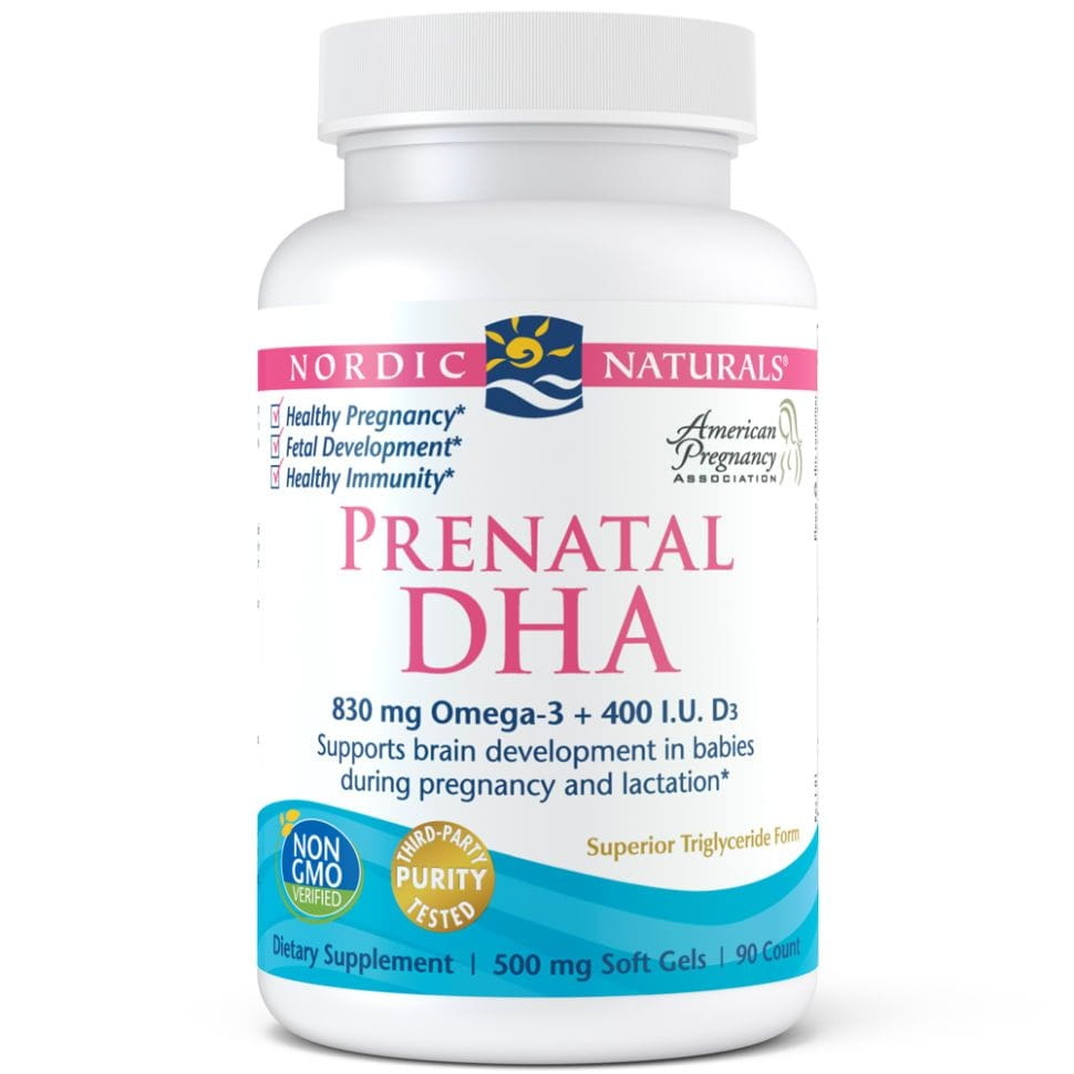 Prénatal DHA OMEGA 3 et vitamine D3 formule non aromatisée 90 gélules NORDIC NATURALS
