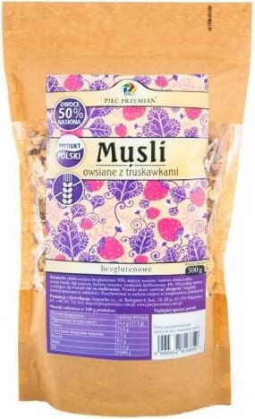 Muesli à l'avoine sans gluten, saveur fraise, PIĘĆ PRZEMIAN DDM: 12-2026