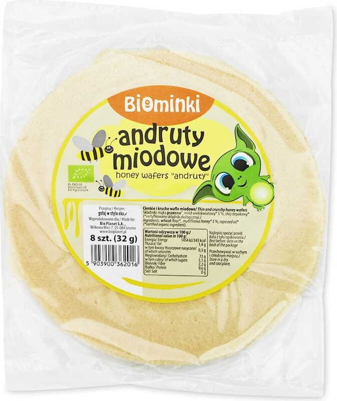 GAUFRES AU MIEL BIO 11 x 32 g - BIOMINKI DDM: 12-2026