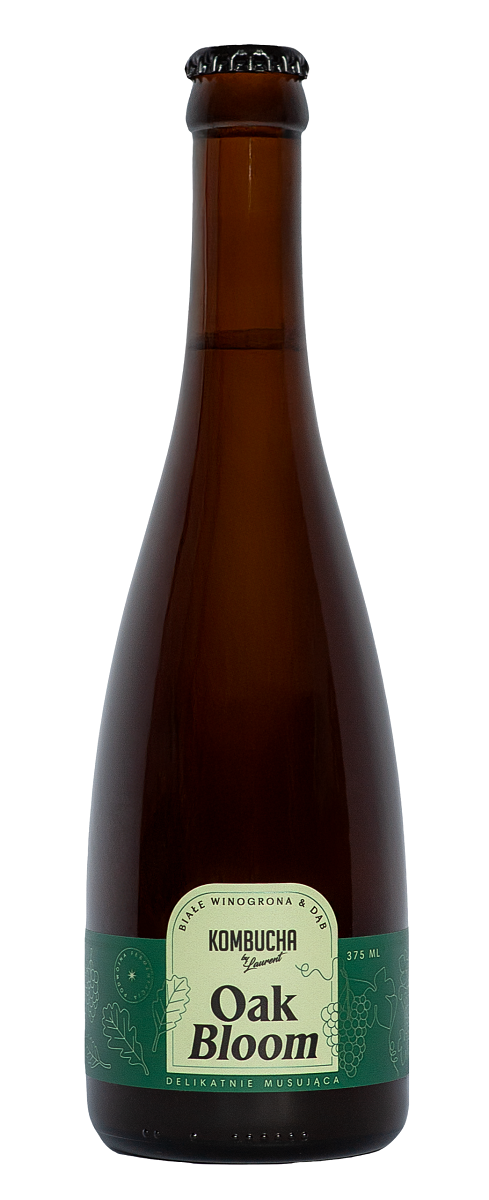 KOMBUCHA OAK BLOOM SUR DES FEUILLES DE CHÊNE, AU GOÛT DE RAISINS BLANCS BIO, 375 ml - KOMBUCHA BY LAURENT DDM: 12-2026