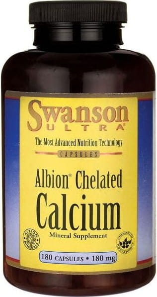 Chélate de calcium 180 mg Albion Chelated Calcium, 180 gélules SWANSON DDM: 11-2026