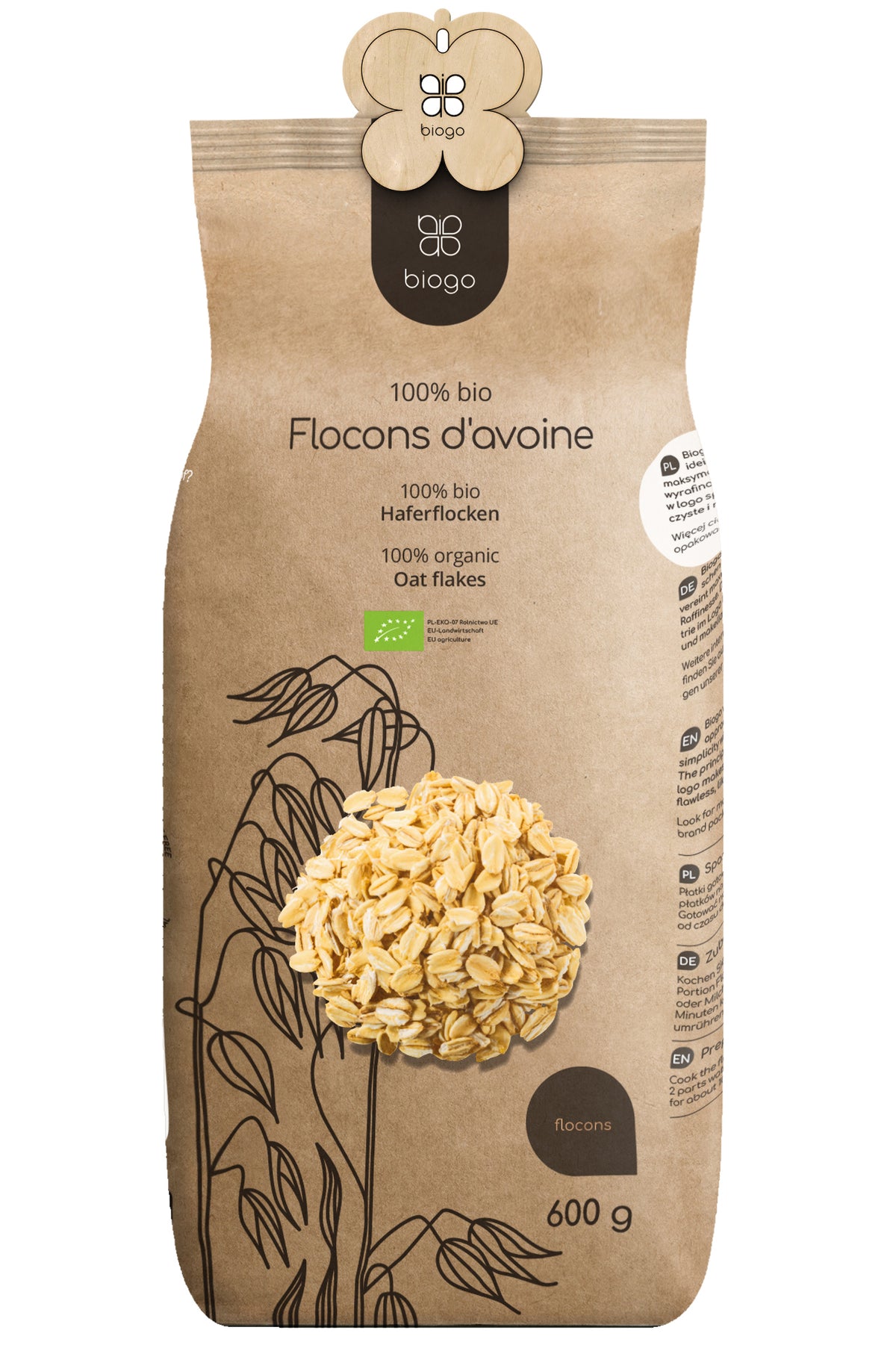 Flocons d'avoine bio 600 g BIOGO