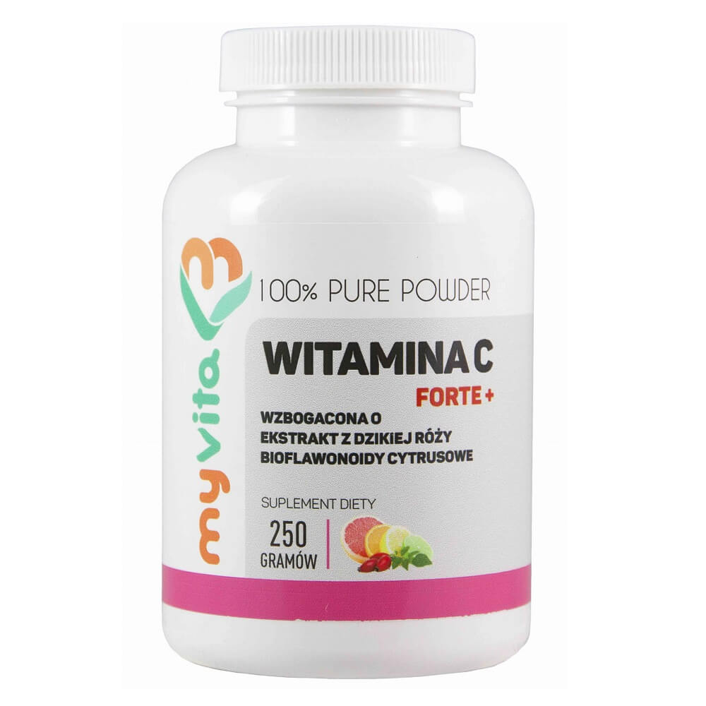 Vitamine C FORTE + extrait de rose sauvage bioflavonoïdes d'agrumes 250g MYVITA