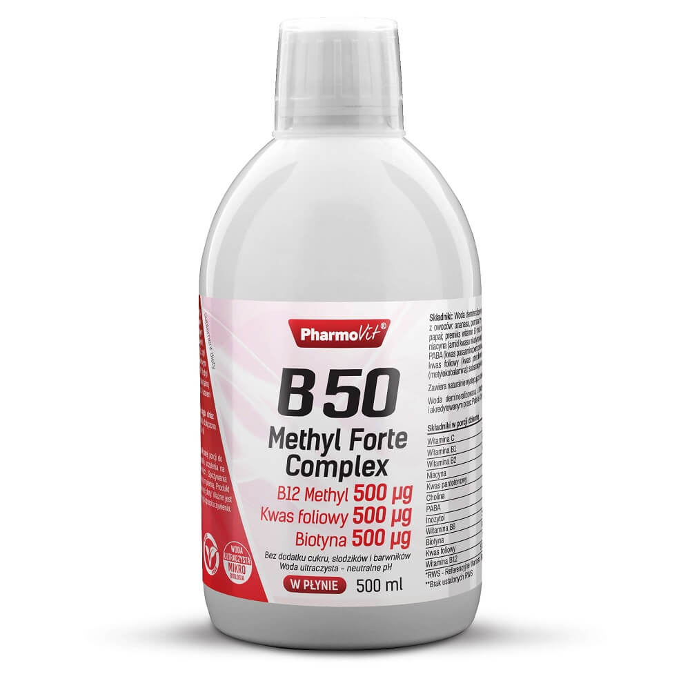 Vitamine B - 50 methyl FORTE B50 complexe acide folique biotine 500ml PHARMOVIT