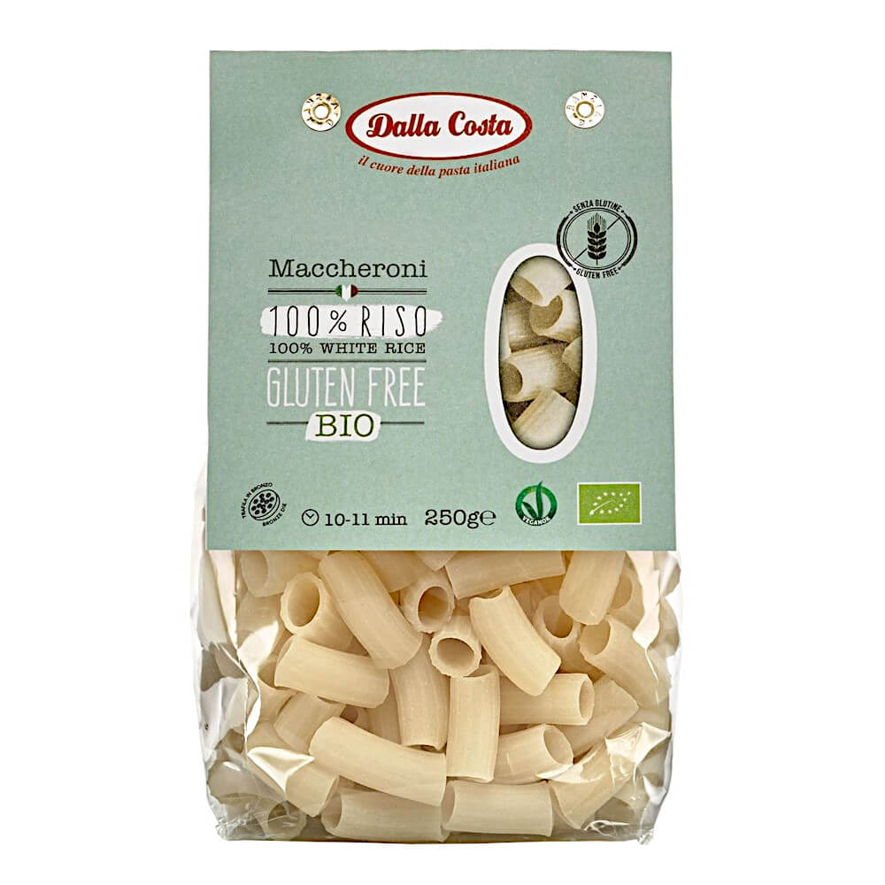 Nouilles de riz maccheroni blanc sans gluten BIO 250 g - DALLA COSTA