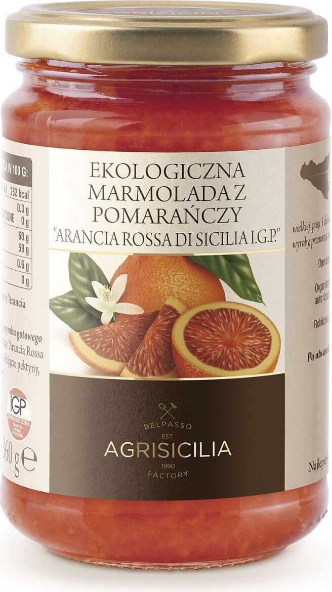 Marmelade d'Orange Rouge BIO 360 g - AGRISICILIA
