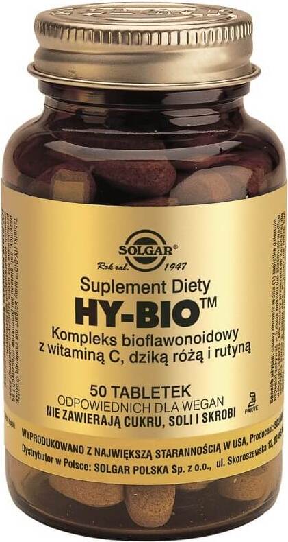 Hy - Complexe de bioflavonoïdes BIO à la vitamine C rose sauvage et routine 50 comprimés SOLGAR
