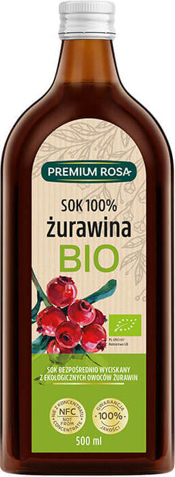Jus de canneberge 100% sans sucre BIO 500 ml PREMIUM ROSA