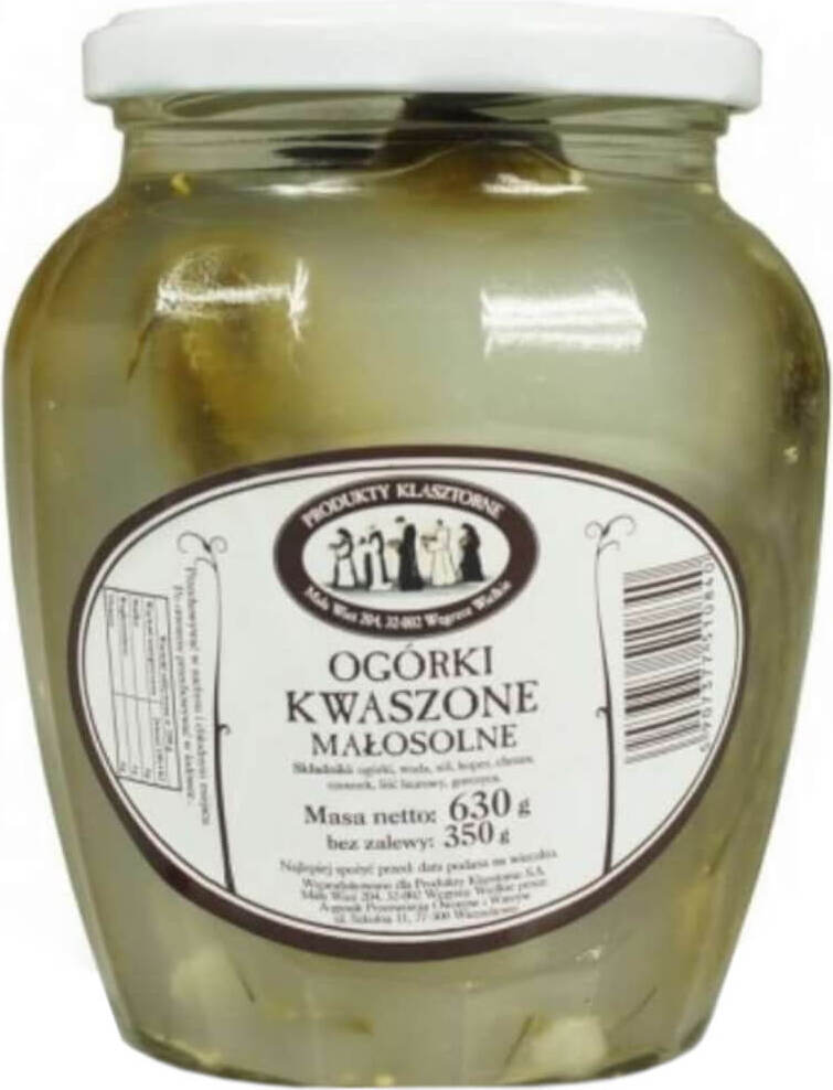 Concombres marinés à faible teneur en sel 630 g / 350 g PRODUITS DU MONASTÈRE