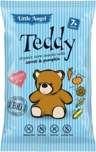 Chips de maïs mini teddy carottes et potiron dès 7 mois sans gluten BIO 30 g LITTLE ANGEL