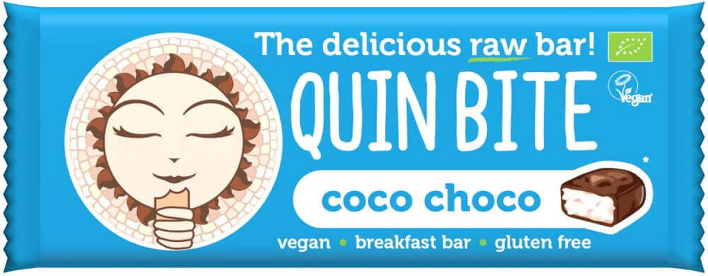 Tablette chocolatée noix de coco crue, sans gluten BIO 30 g QUIN BITE