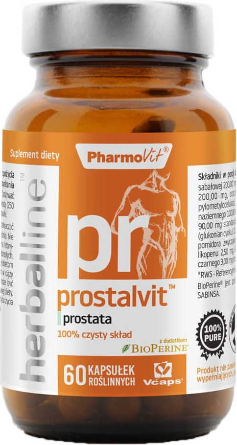 Prostalvit avec addition de bioperine 60 gélules vcaps PHARMOVIT HERBALLINE