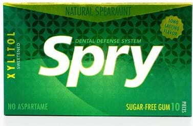 Chewing-gum au xylitol, saveur menthe frisée, sans gluten 10 pcs (12 g) - SPRY