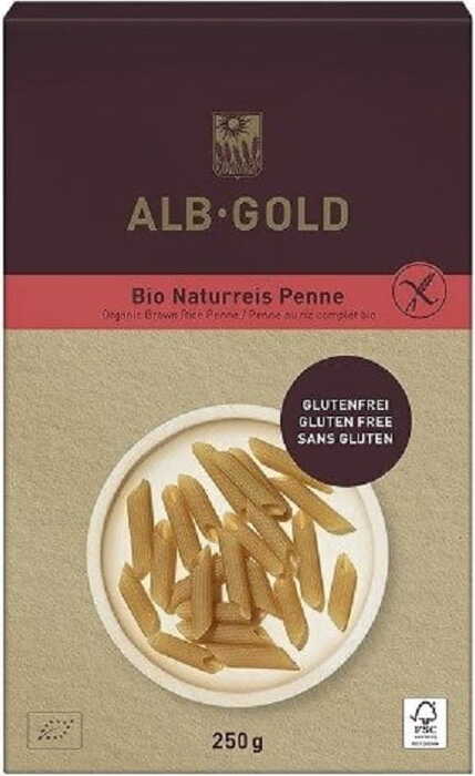 Pâtes penne (riz) sans gluten BIO 250 g - ALB GOLD