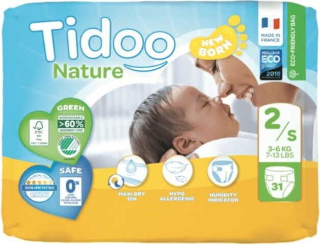 Couches taille S 3 - 6 kg (31 pièces) - TIDOO