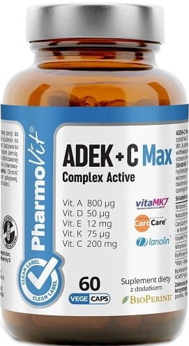 Vitamines ADEK + Complexe Vitamine C 60 gélules 212 g - PHARMOVIT