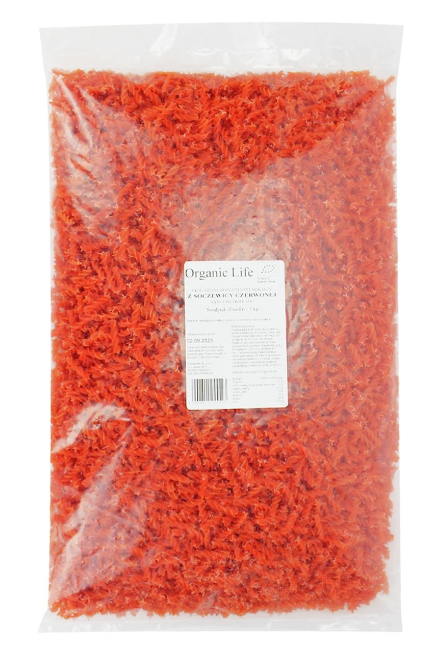 Pâtes (lentilles rouges), fusilli, sans gluten BIO 3 kg - HORECA (FABIJAŃSCY)