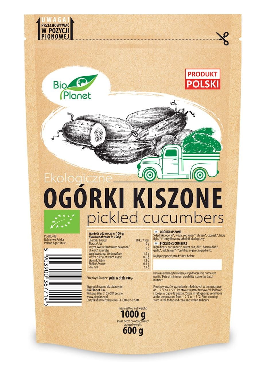 Concombres marinés BIO 1 kg (600g) (doypack) - BIO PLANET