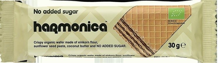 Gaufrette au lait et crème de cacao faible teneur en sucre BIO 30 g - HARMONICA