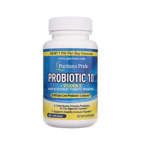 Probiotique 10 + vitamine D3 (60 gélules) Probiotiques PURITAN'S PRIDE