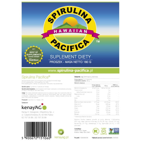 Spiruline hawaïenne pacifica 180 g CYANOTECH CO