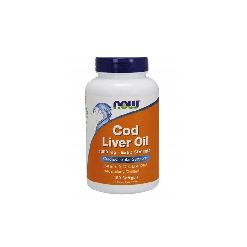 Huile de foie de morue extra-forte tran 1000 MG 180 gélules NOW FOODS