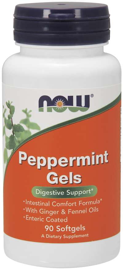 Gels de menthe poivrée huile de menthe poivrée 90 capsules NOW FOODS