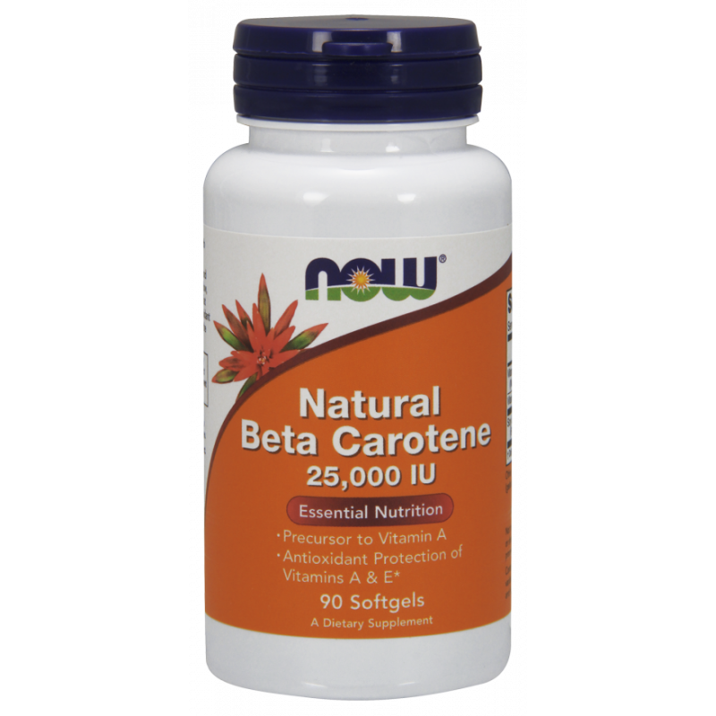 Vitamine A bêta-carotène naturelle 25 000 i dans 90 gélules de NOW FOODS