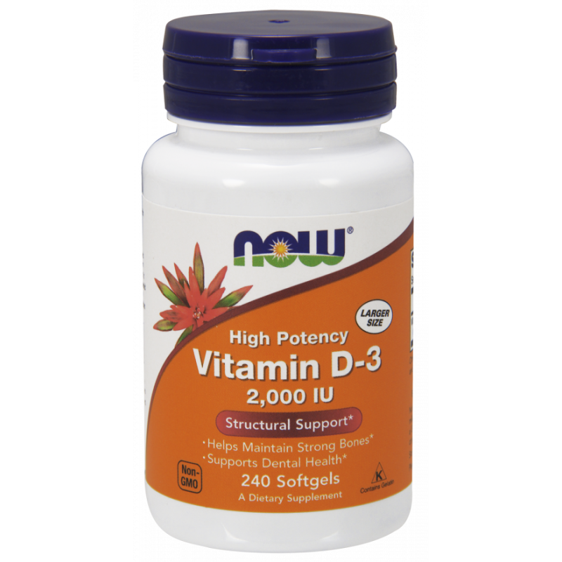 Vitamine D3 2000 ui 240 gélules de NOW FOODS