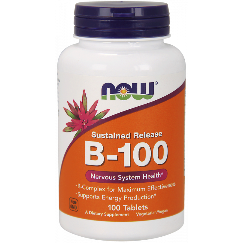 Complexe vitaminique de vitamine B100 à libération prolongée 100 comprimés NOW FOODS