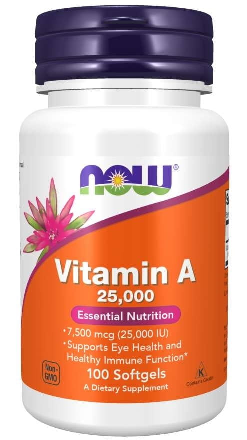 Vitamine A 25 000 UI 100 gélules NOW FOODS