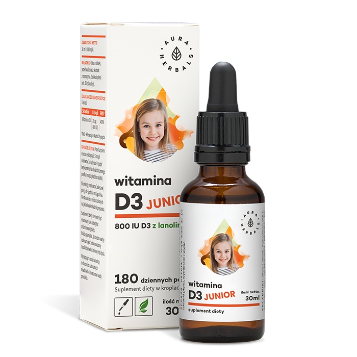 Vitamine D3 junior 800 ui en gouttes de 30 ml AURA HERBALS