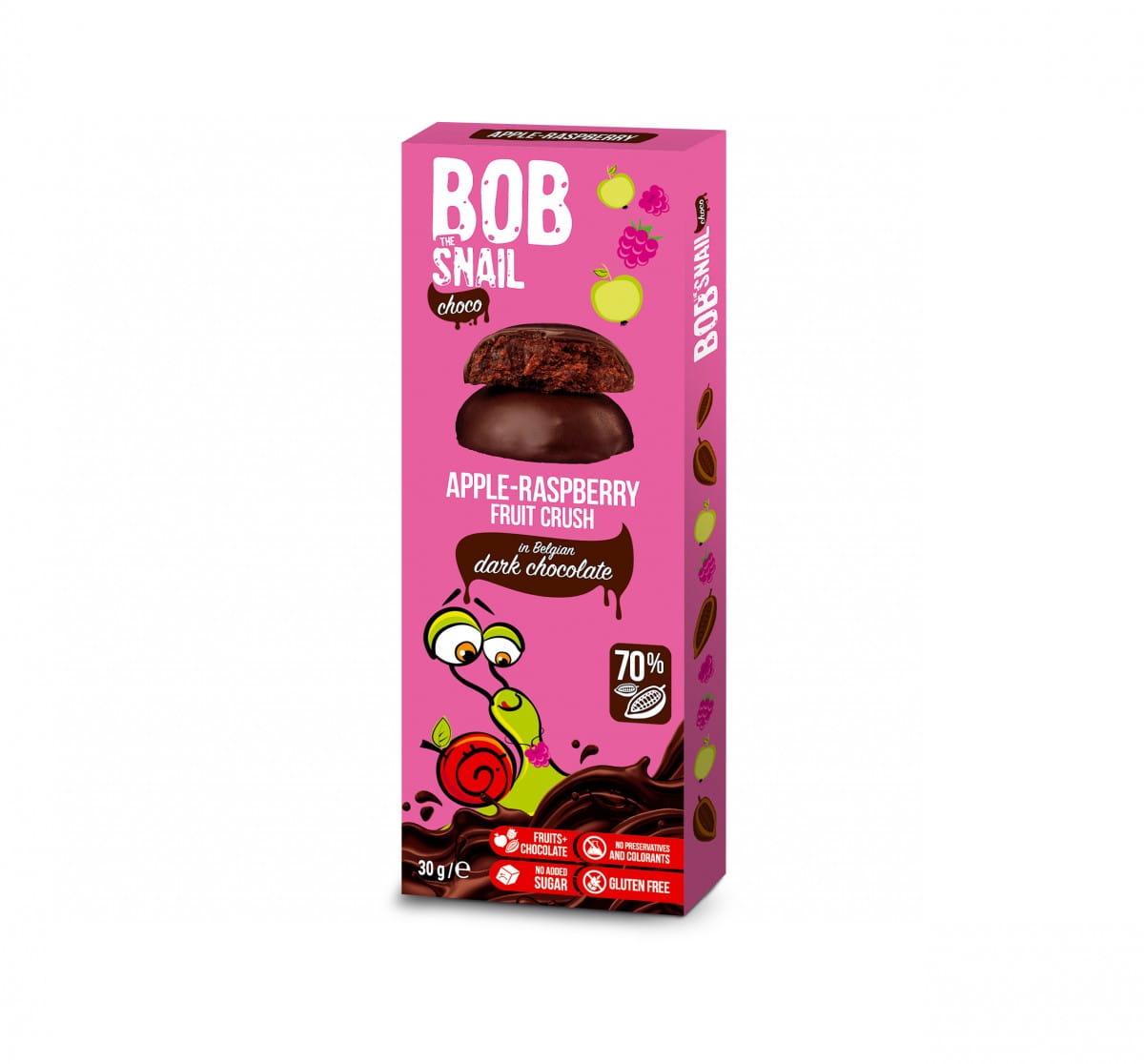 Snack chocolat noir pomme et framboise 30 g BOB SNAIL
