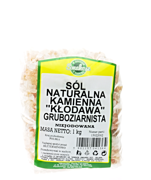 Sel gemme naturel de Kłodawa, rose, à gros grains, non iodé 1kg DELICIOUS